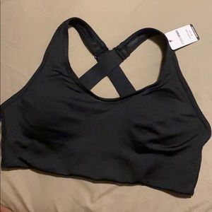 NWT pink sport bra black XS